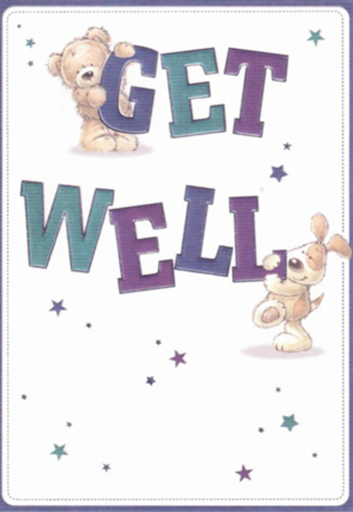 This get well card is a delightful manifestation of gentle reassurance, reminiscent of the warmth that fills Uxbridge's close-knit lanes. The illustration joyfully gathers a soft-hearted bear and a playful puppy, both brimming with affection as they cradle the bold, exuberant letters spelling out 'Get Well.' Their fur, rendered with such detail you almost feel its downy texture, seems to radiate comfort-much like woven blankets found at weekly market stalls by The Chimes. Flashes of twinkling stars float around the friends, scattering encouragement and wonder through a clean, cream-toned backdrop that echoes the serenity of local church gardens after a rain. The lettering, shaded in confident purples and aquas, stands out brightly, as if inviting a gentle smile from anyone passing along Uxbridge High Street. Every illustrated component feels as though it has been chosen with care, mirroring the way we build a bouquet for a friend facing a rough day-each petal and sprig thoughtfully placed to impart cheer. Sharing this card alongside fresh blooms from Uxbridge Flowers, perhaps for delivery near Cowley Road or Denham, is like sending a double dose of hope-a message that says: you are cared for, and brighter days are surely ahead. The entire mood sparkles with innocence and gentle optimism, ideal for lifting spirits across our beloved community.